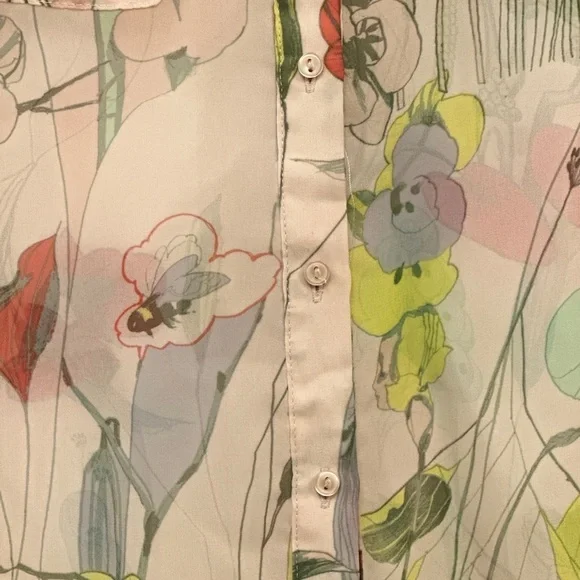 H&M conscious collection sheer botanical print blouse - Picture 4 of 5